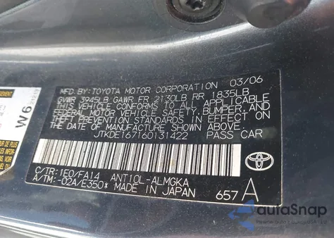 2006 Scion Tc из США, поврежденный, VIN JTKDE167160131422